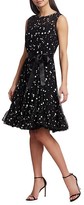 Thumbnail for your product : Teri Jon by Rickie Freeman Spotted Chiffon Pintuck Dress