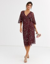 Thumbnail for your product : Maya Bridesmaid delicate sequin wrap midi dress wine