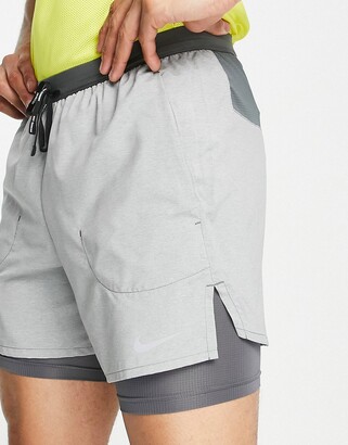 Nike Running Dri-FIT 2 in 1 Flex Stride 5-inch shorts in grey