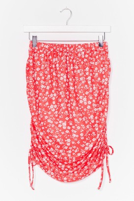 Nasty Gal Womens Ditsy Floral Ruched Mini Skirt - Red - 14