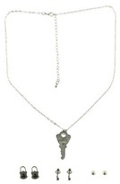 Thumbnail for your product : Qingdao Rihong Handicraft Article Co. Women's Necklace and Earring Set with Key Icon - Silver (16")