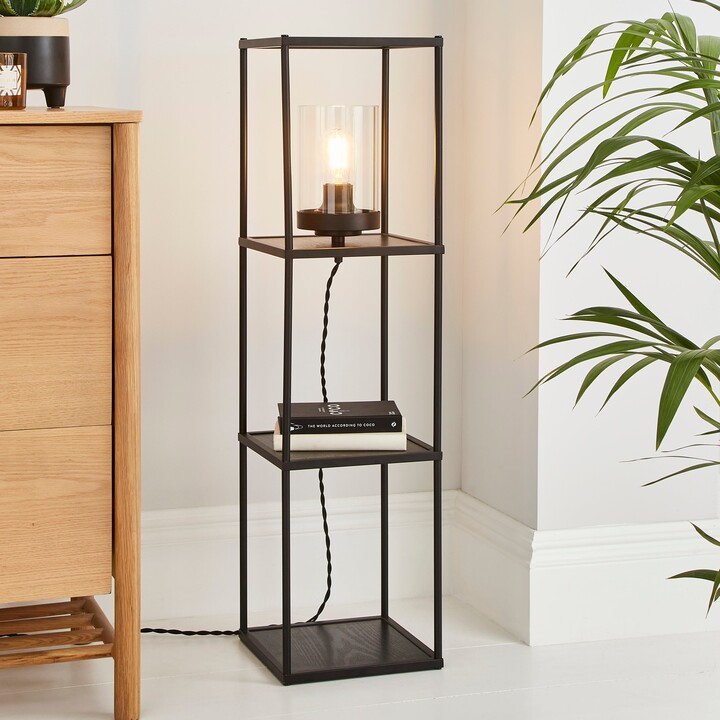 Dunelm Cole Midi Shelved Floor Lamp Black Black ShopStyle