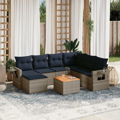 VidaXL 8 Piece Patio Sofa Set With Cushions Poly Rattan