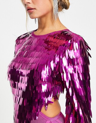 magenta sequin top