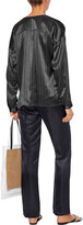 Thumbnail for your product : ATM Anthony Thomas Melillo Fringe-trimmed Pinstriped Silk-satin Shirt