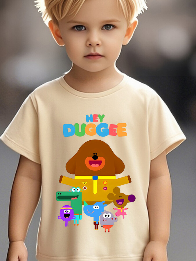 None 1 x Hey Duggee graphic short sleeve t-shirt with colorful cartoon characters perfect for summer fun and gifts girlsboys t-shirts