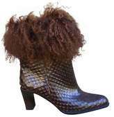 Brown Exotic Leathers Ankle Boots
