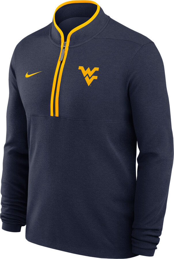 Nike West Virginia Victory Men's Dri-FIT College 1/2-Zip Long-Sleeve Top in Blue | 044319MCWVN-APS