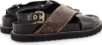 Louis Vuitton Women's Paseo Flat Comfort Sandal Studded Monogram Canvas and  Leather - ShopStyle