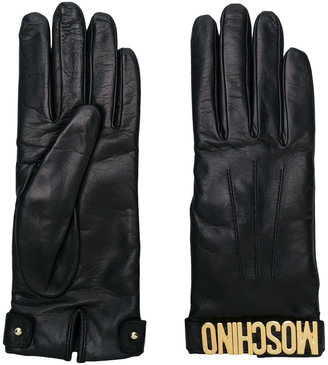 Moschino logo plaque gloves