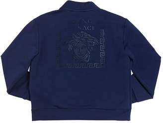 Versace Logo Rubberized Print Cotton Sweatshirt