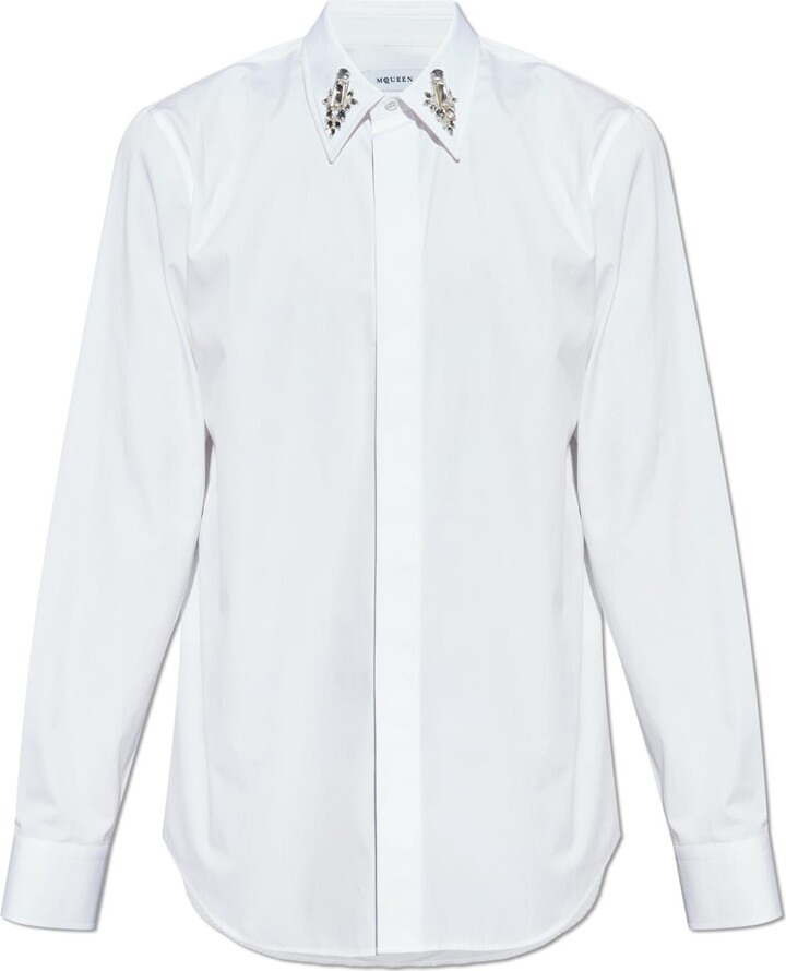 Alexander McQueen Shirt With Shimmering Crystals On The Collar