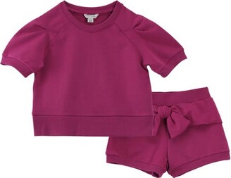 HABITUAL KIDS Kid's Short Sleeve Sweatshirt & Tie Front Shorts Set