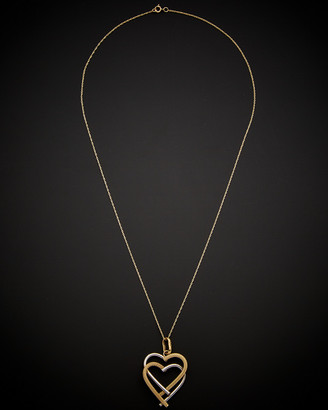 Italian Gold 14K Two-Tone Double Heart Pendant Necklace