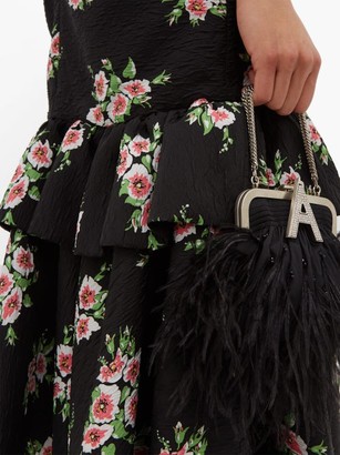 Rodarte Asymmetric Floral-print Cloque Midi Skirt - Black Multi