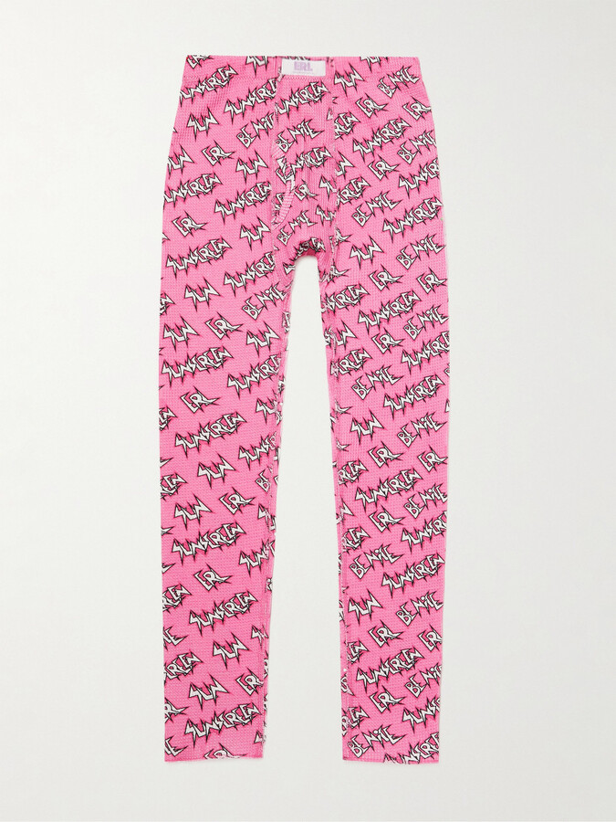 ERL KIDS Logo-Print Waffle-Knit Cotton Long Johns