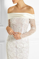 Thumbnail for your product : Hampton Sun Alessandra Rich Satin-trimmed lace gown