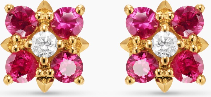 David Yurman Petite Modern Renaissance? Color Stud Earrings in 18K Yellow Gold with Rubies and Diamonds | Women's
