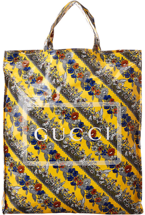 gucci floral print tote