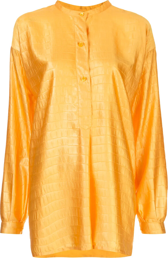 Sies Marjan Azra crocodile-embossed satin shirt