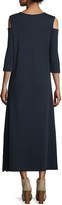 Thumbnail for your product : Joan Vass Cold-Shoulder A-line Jersey Maxi Dress, Petite