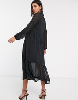 Thumbnail for your product : Vila chiffon maxi dress with ruffle neck in black