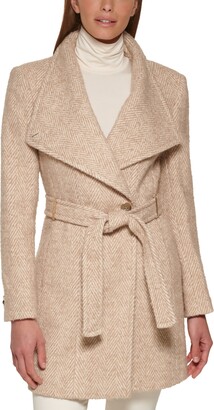 Meyella hoek journalist Calvin Klein Women's Asymmetrical Belted Wrap Coat, Created for Macy's -  ShopStyle
