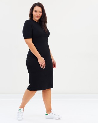 Atmos & Here Atmos&Here Curvy - Women's Black Midi Dresses - Essential Midi Dress - Size 24 at The Iconic