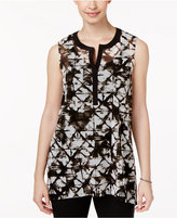 Thumbnail for your product : Alfani Printed Split-Neck Top, Created for Macy's