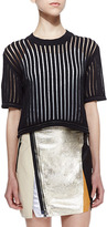 Thumbnail for your product : 3.1 Phillip Lim Short-Sleeve Knit Cropped Pullover, Black