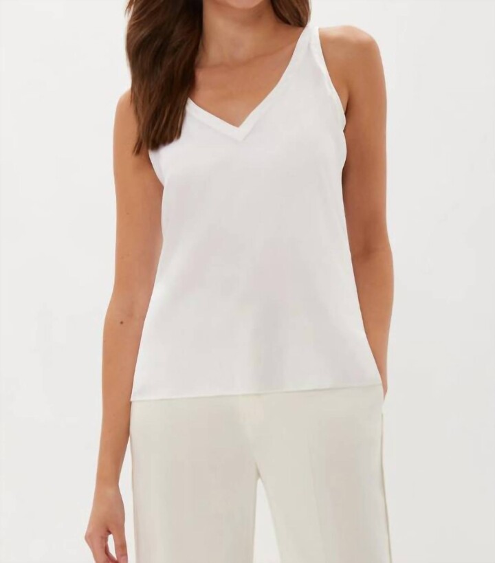 Ecru Kidman Reversible Satin Shell Top In White