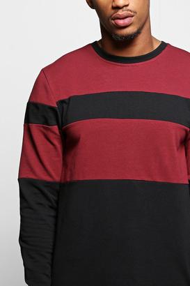 boohoo Longline Panel Sweatshirt with Raw Edges