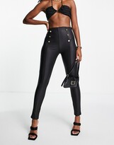 Thumbnail for your product : The O Dolls Collection ODolls Collection leather-look legging with button detail in black