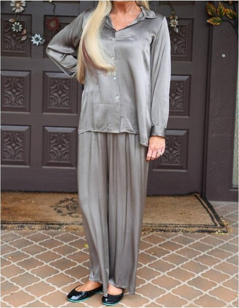 Memo Paris Women'sSatinButtonDownShirt/Shacket-TEMPOPARISM/L