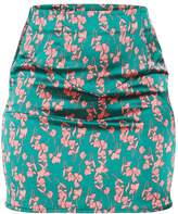 Thumbnail for your product : PrettyLittleThing Emerald Green Floral Print Mini Skirt