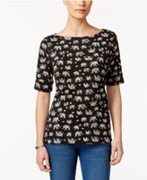 Thumbnail for your product : Karen Scott Elephant-Print Elbow-Sleeve Top, Created for Macy's