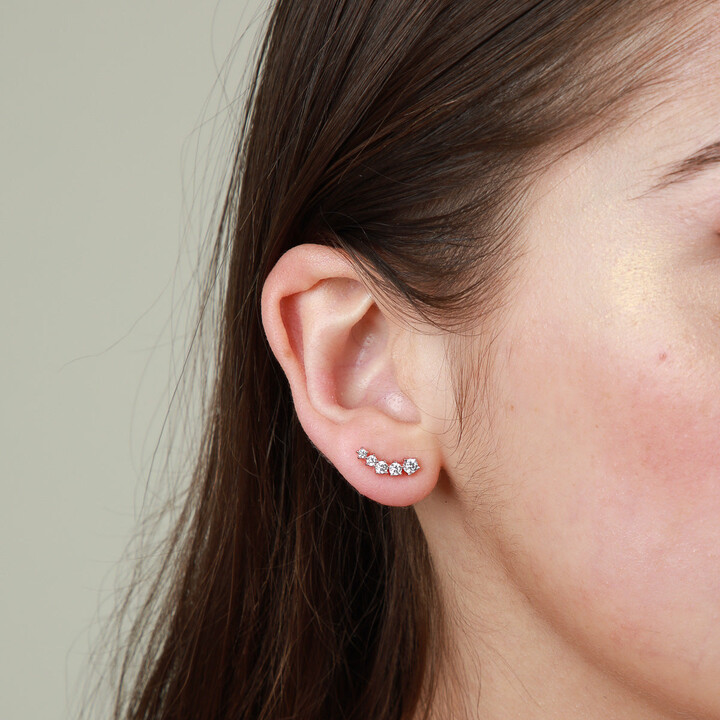 ASTRID & MIYU Illume Crystal Climber Stud Earrings in Rose Gold ShopStyle