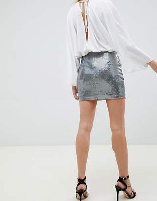Rare London Embroidered Sequin Mini Skirt