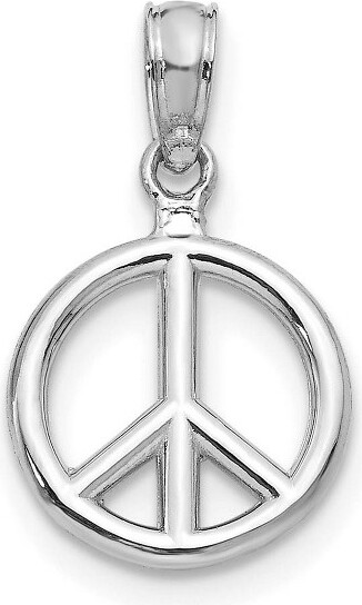 Black Bow Jewelry Co. BlackBowJewelry14kWhiteGold10mmPolished3DPeaceSignPendant