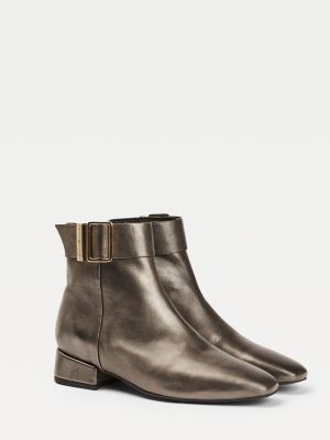 Silver Square Toe Boots For Women 