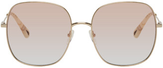 Chloé Rose Gold & Pink Metal Square Sunglasses