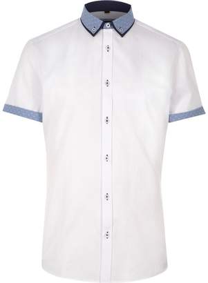 River Island Mens White contrast short sleeve slim fit shirt