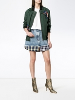Thumbnail for your product : Natasha Zinko Check Print Trimmed Denim Mini Skirt
