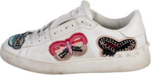Valentino Leather Low Top Sneakers White Printed Beaded & Embroidered Accents Round-Toes Lace-Up Closure at Uppers Includes Dust Bag Unfortunately, due to restrictions, this item may not be eligible for shipping in all areas.