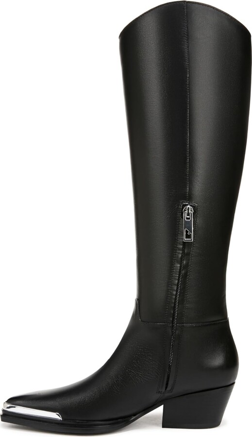 Franco Sarto Womens Billie Knee High Fashion Cowboy Boot Pewter Snake Faux Leather 9 M