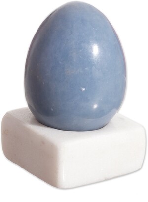 Novica Handmade Cute Egg angelite Gemstone Figurine