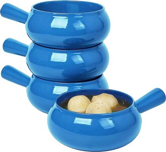 Blue French Onion Soup Bowls With Handles, 26 Ounce for Soup