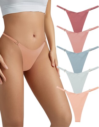 SHARICCA Seamless Thongs for Women Novelty Design G String Soft Thong Sexy Breathable  Panties 5 Pack (Multicoloured-01 - ShopStyle