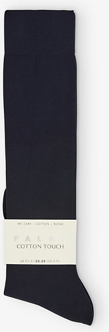 Falke Womens 6370 Dark Navy Cotton Touch Ankle-Length Stretch-Cotton Blend Socks 2/5