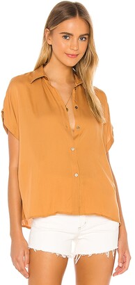 Indah Eliza Solid Button Up Short Sleeve Shirt